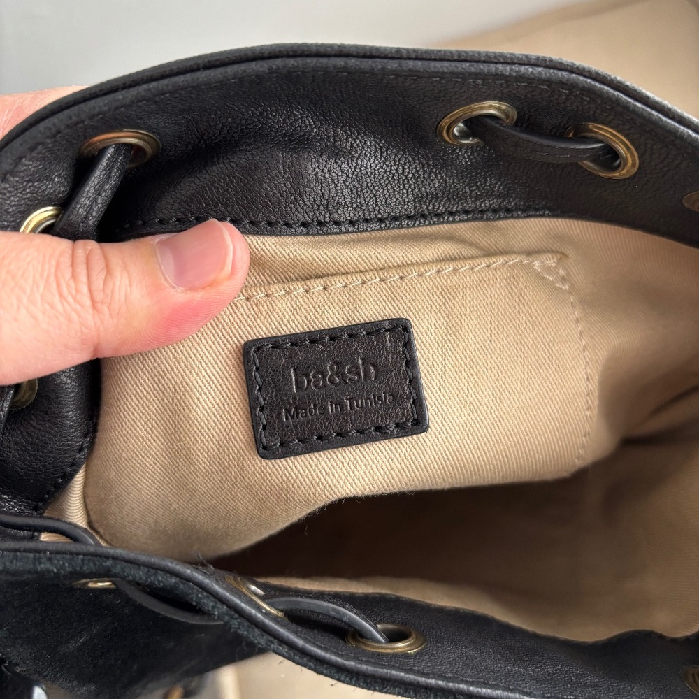 ba&sh Sparrow Suede Leather Python Shoulder Bag C… - image 2